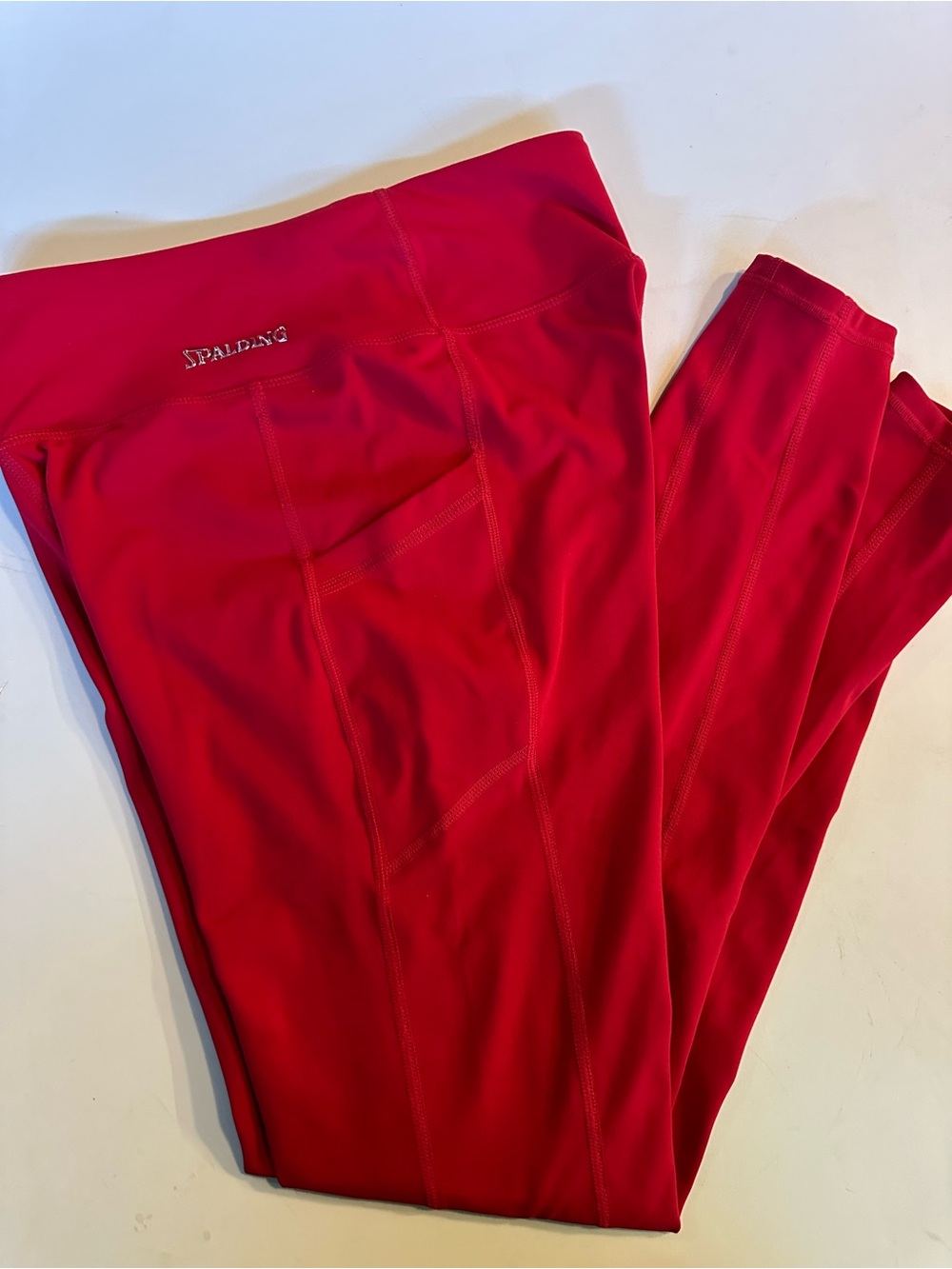 Spalding Red Athletic Leggings with Pockets
